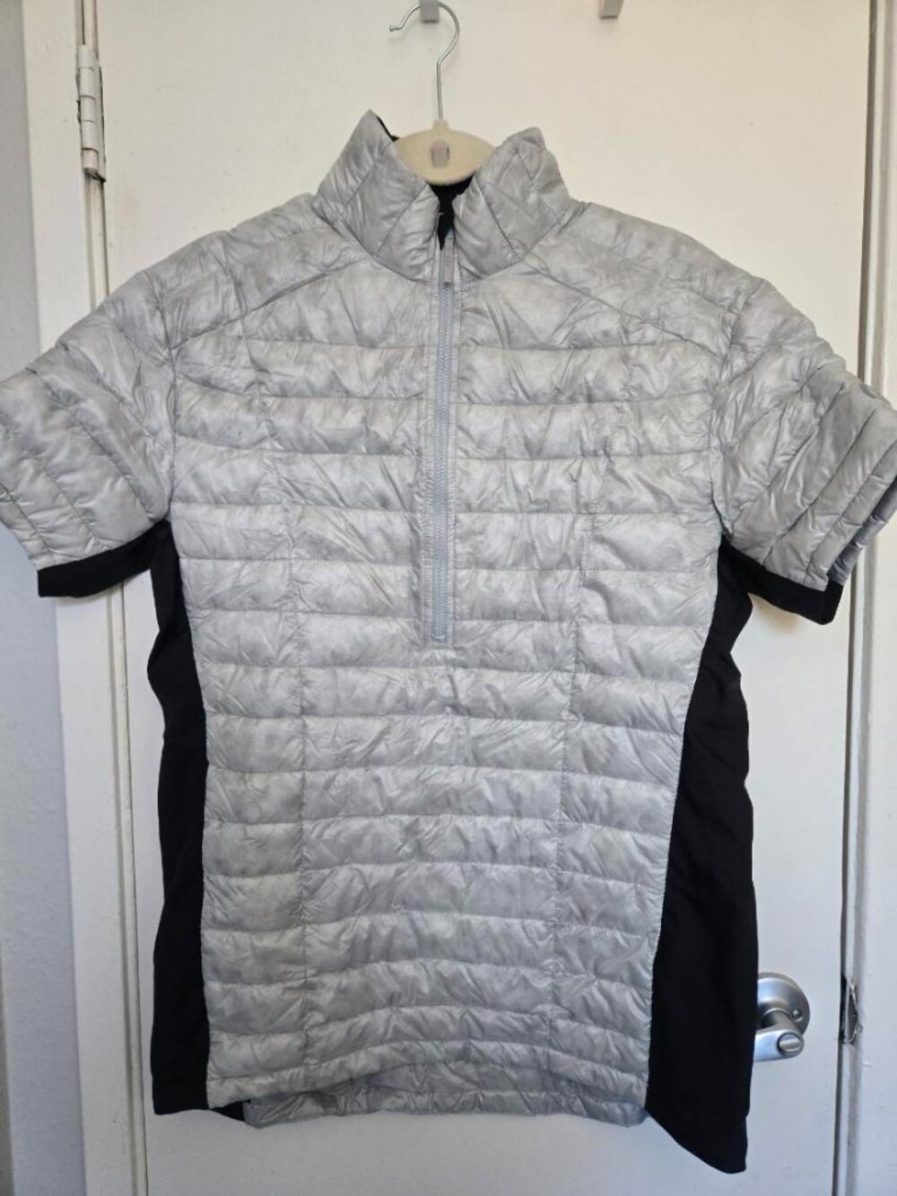 Sierra Designs 800 DriDown Mens L Short Sleeve Puffer Jacket 1/4 Zip Pullover